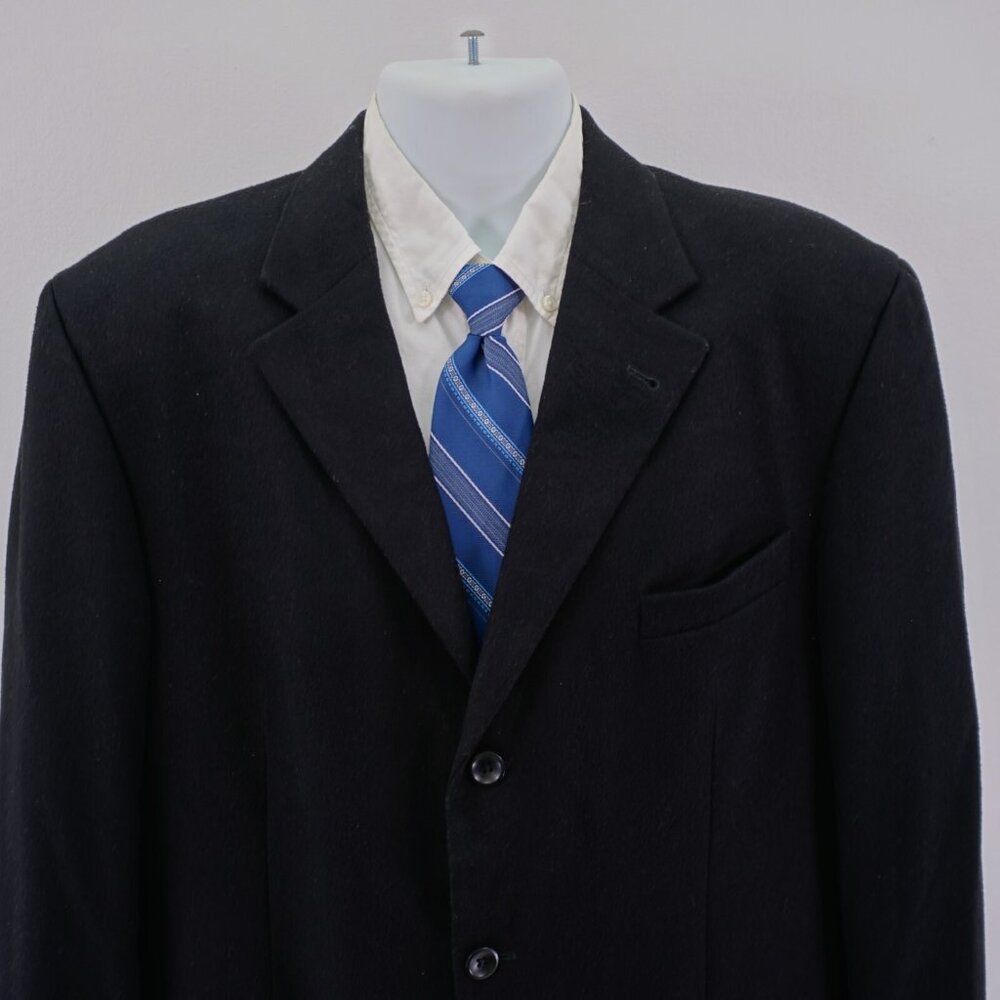 Oscar De La Renta Black Cashmere Nylon Wool 3 Button Sport Coat 44R